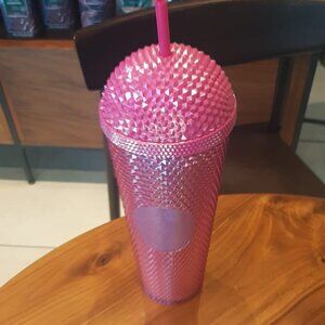 Starbucks 2025 Iridescent Pink Domed Studded 24oz Venti Cold Cup Tumbler